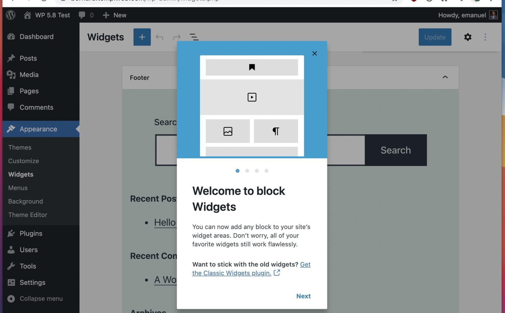 WordPress 5.8 and its block-based widget editor
