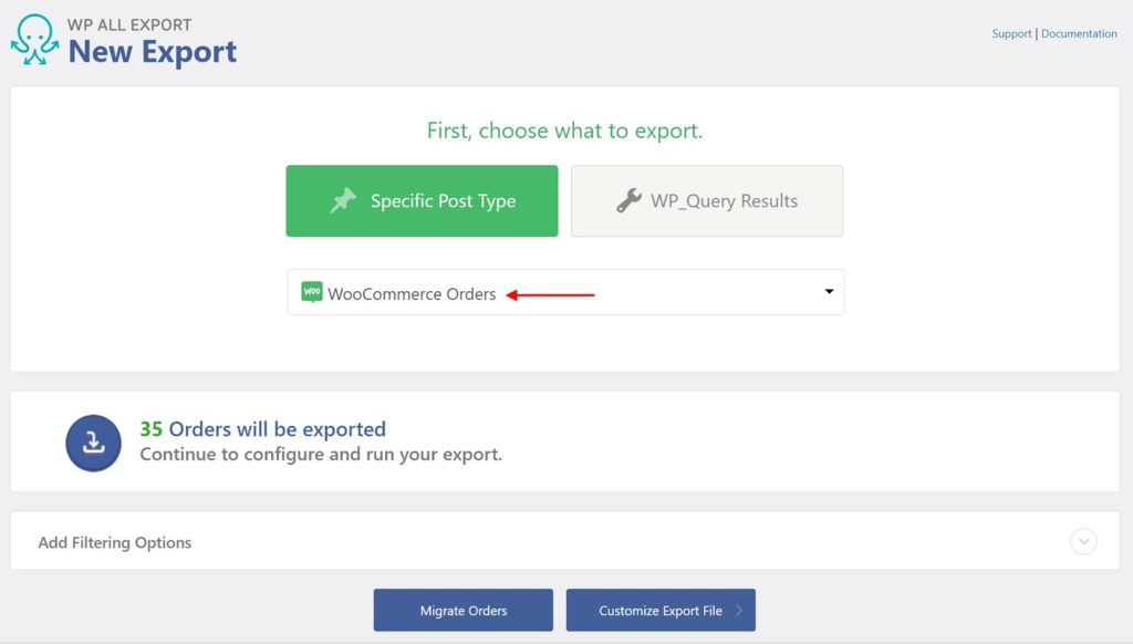 Export orders from WooCommerce